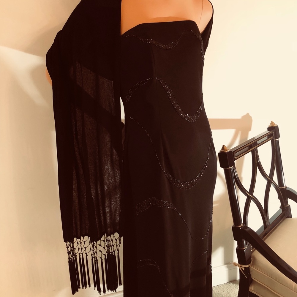 Black chiffon beaded scarf